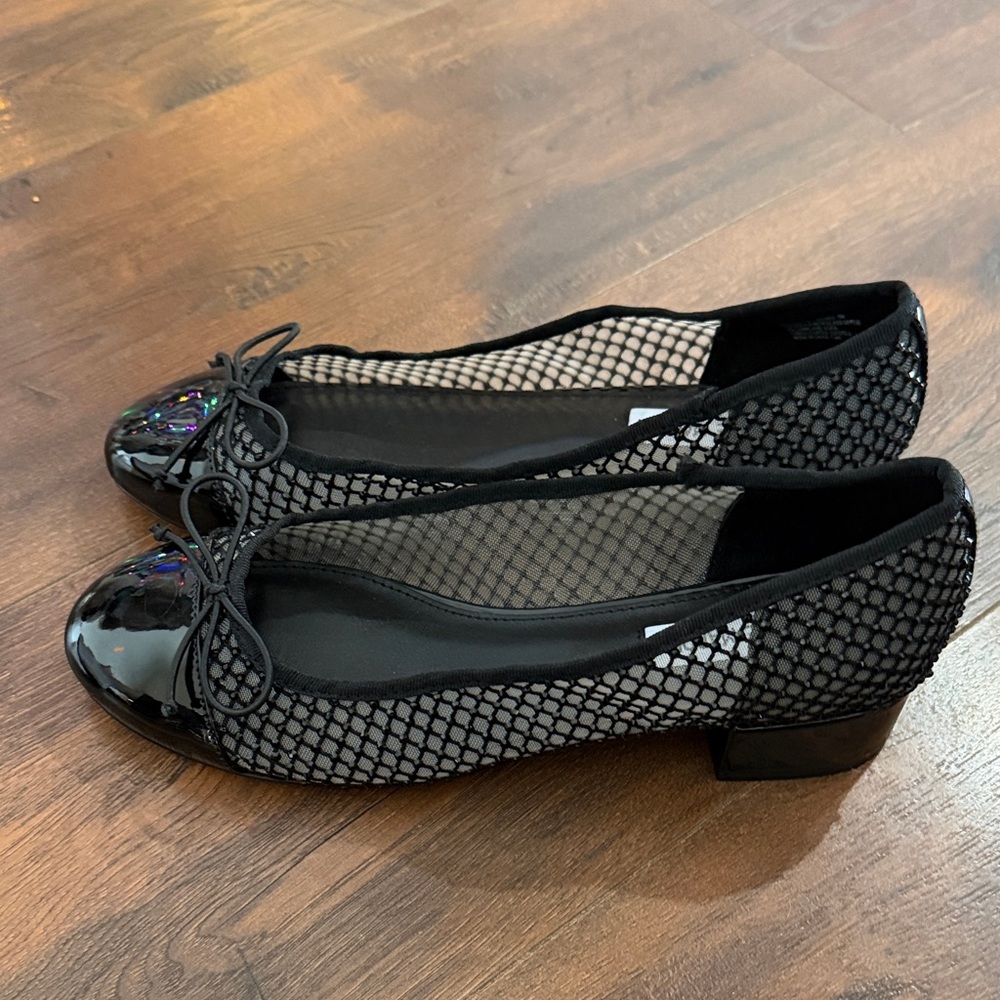 Steve Madden Cherish Mesh Ballet Black Flats Rhinestone Slip-on Shoes Womens 9-9